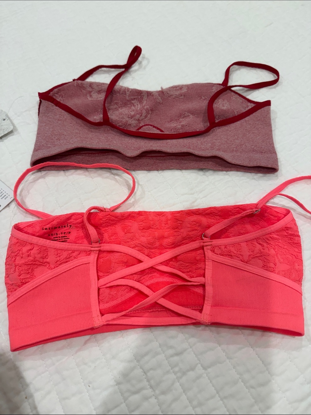 Free People Lace Bandeau Bralette Duo - Coral Pink & Burgundy - Picture 5 of 5